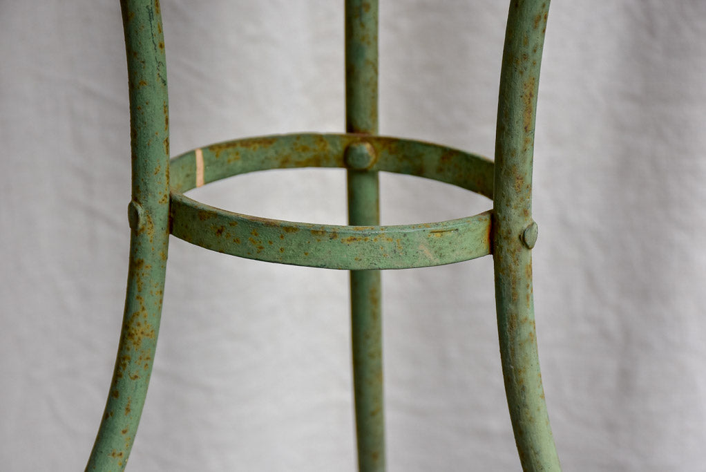 Antique French garden table with green patina