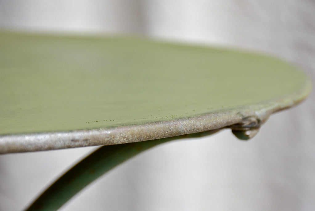 Antique French garden table with green patina