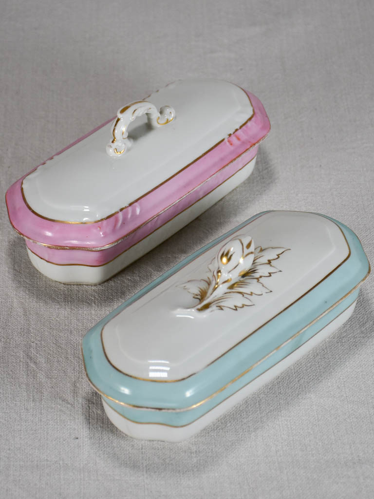 Two vintage French toothbrush holders