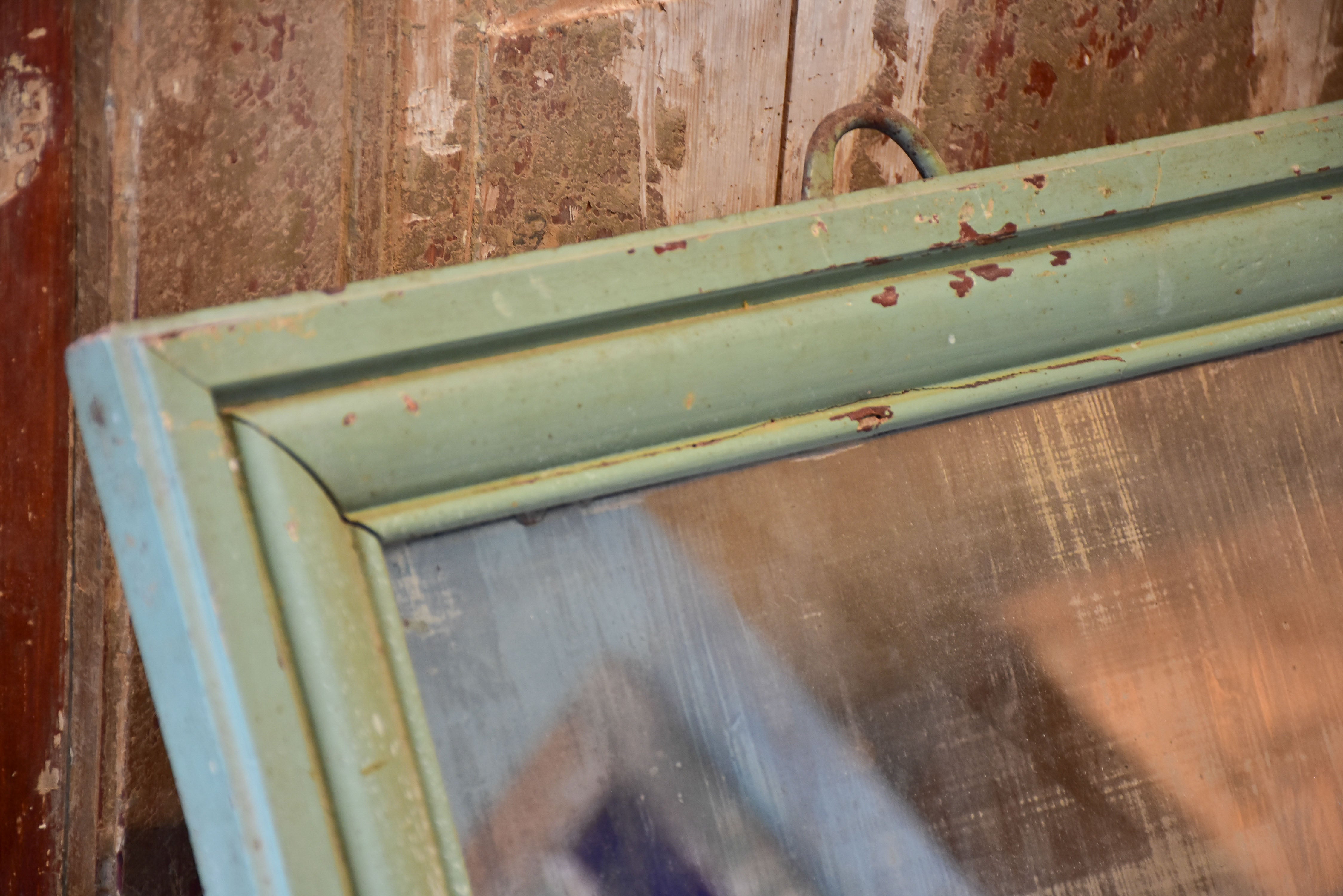 Pair of of French bistro mirrors with green frames