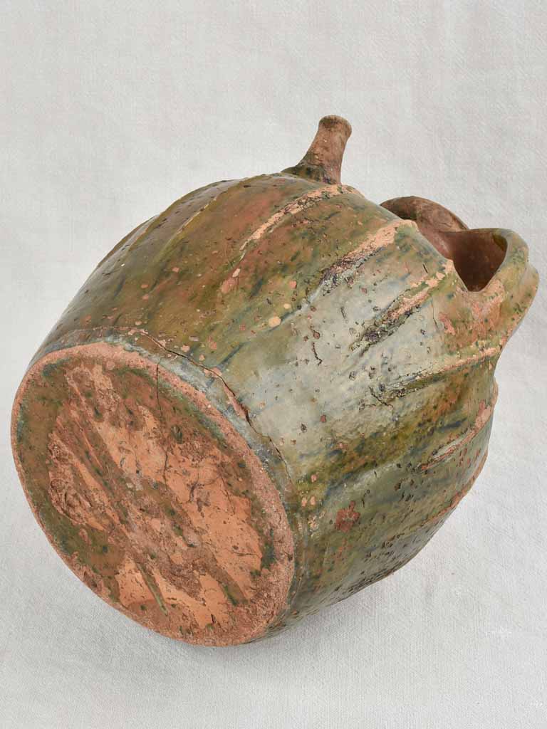 Rustic 19th century walnut oil pitcher 15"