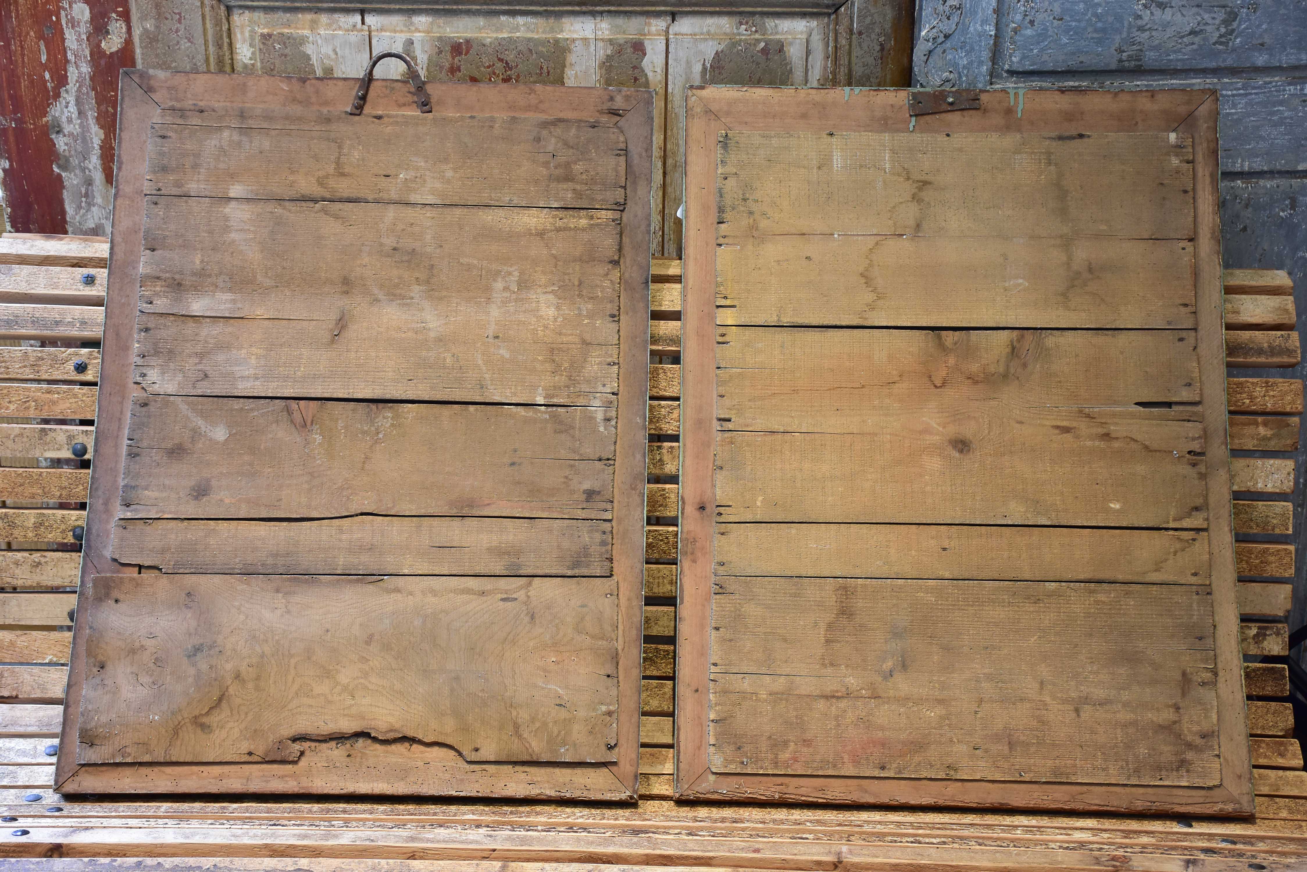 Pair of of French bistro mirrors with green frames