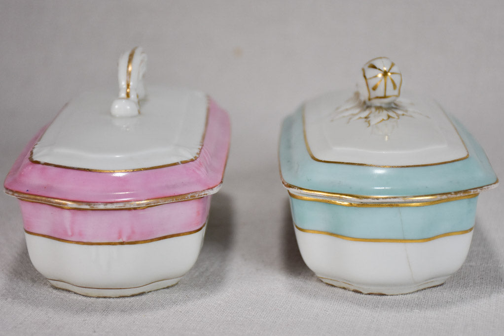 Two vintage French toothbrush holders