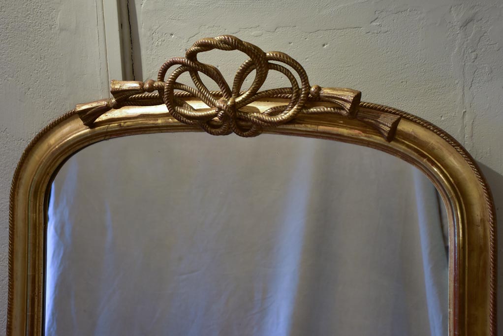 Rare Napoleon III gilt mirror with sculptural rope crest 38¼" x 56¼"