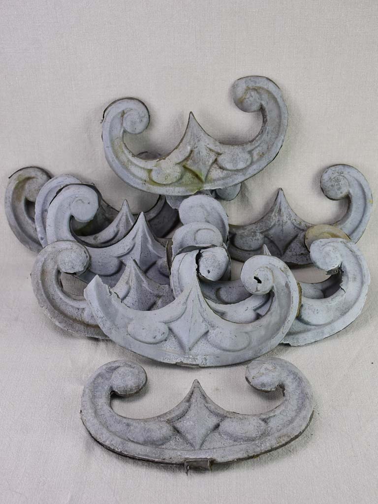 Collection of 10 salvaged French zinc elements - 19th century 9"