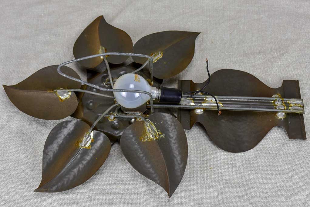 Three 1960's tole wall sconces - flowers