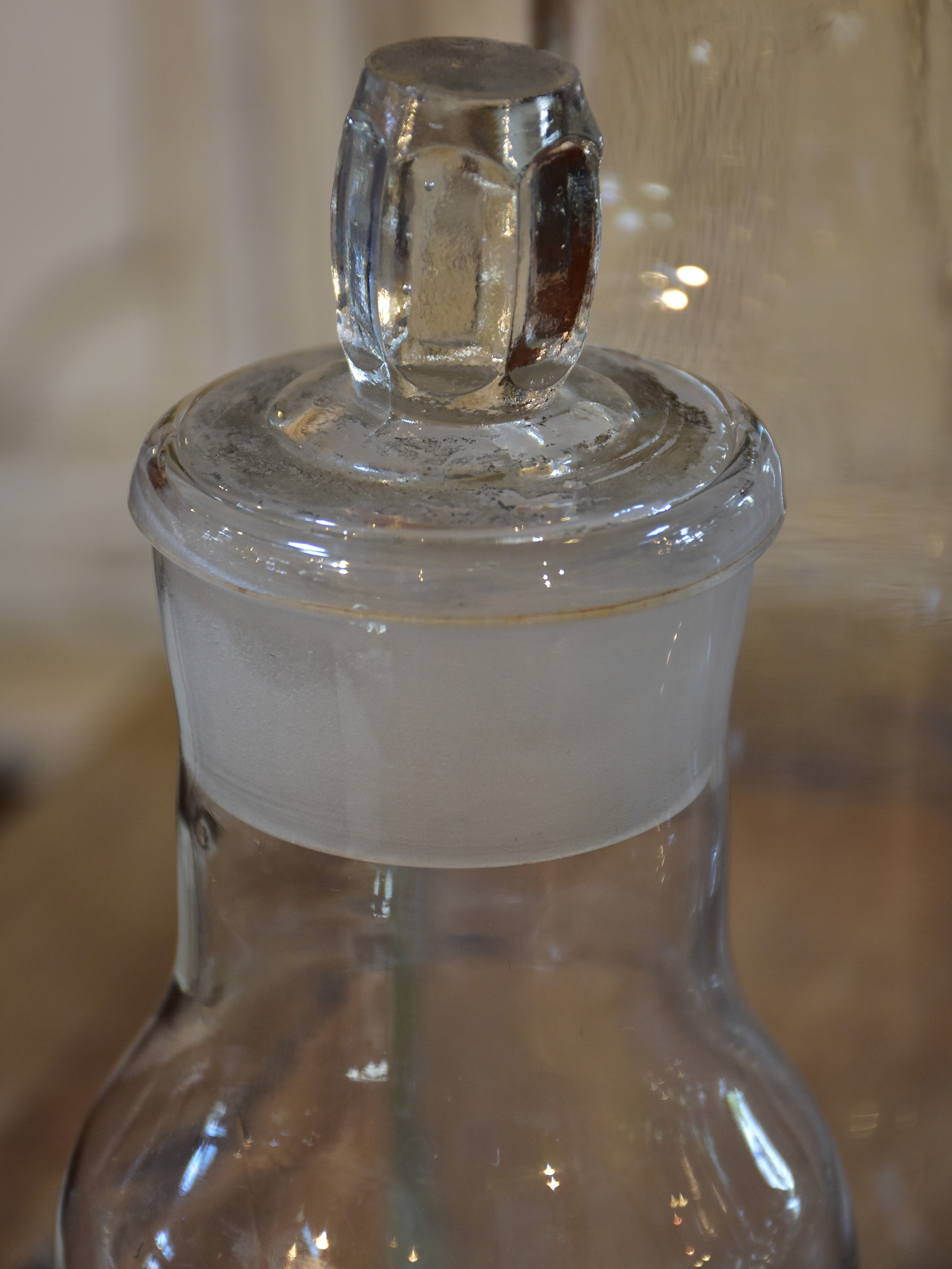 Collection of six antique French bottles with lids