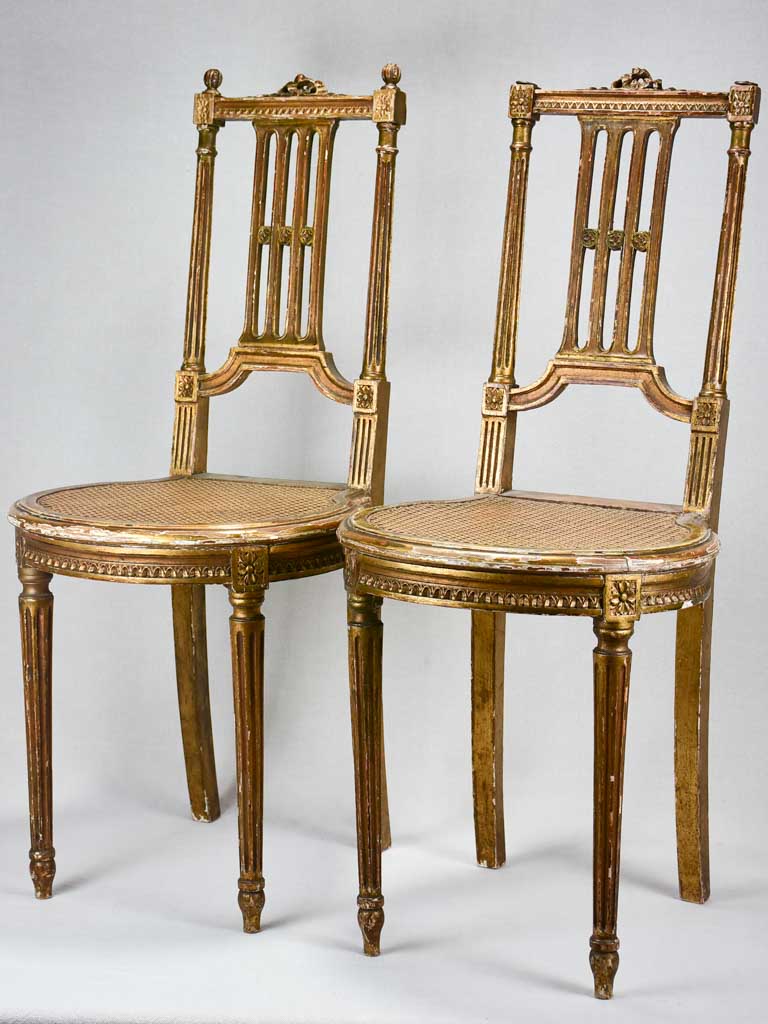 Pair of antique Louis XVI sheaf chairs