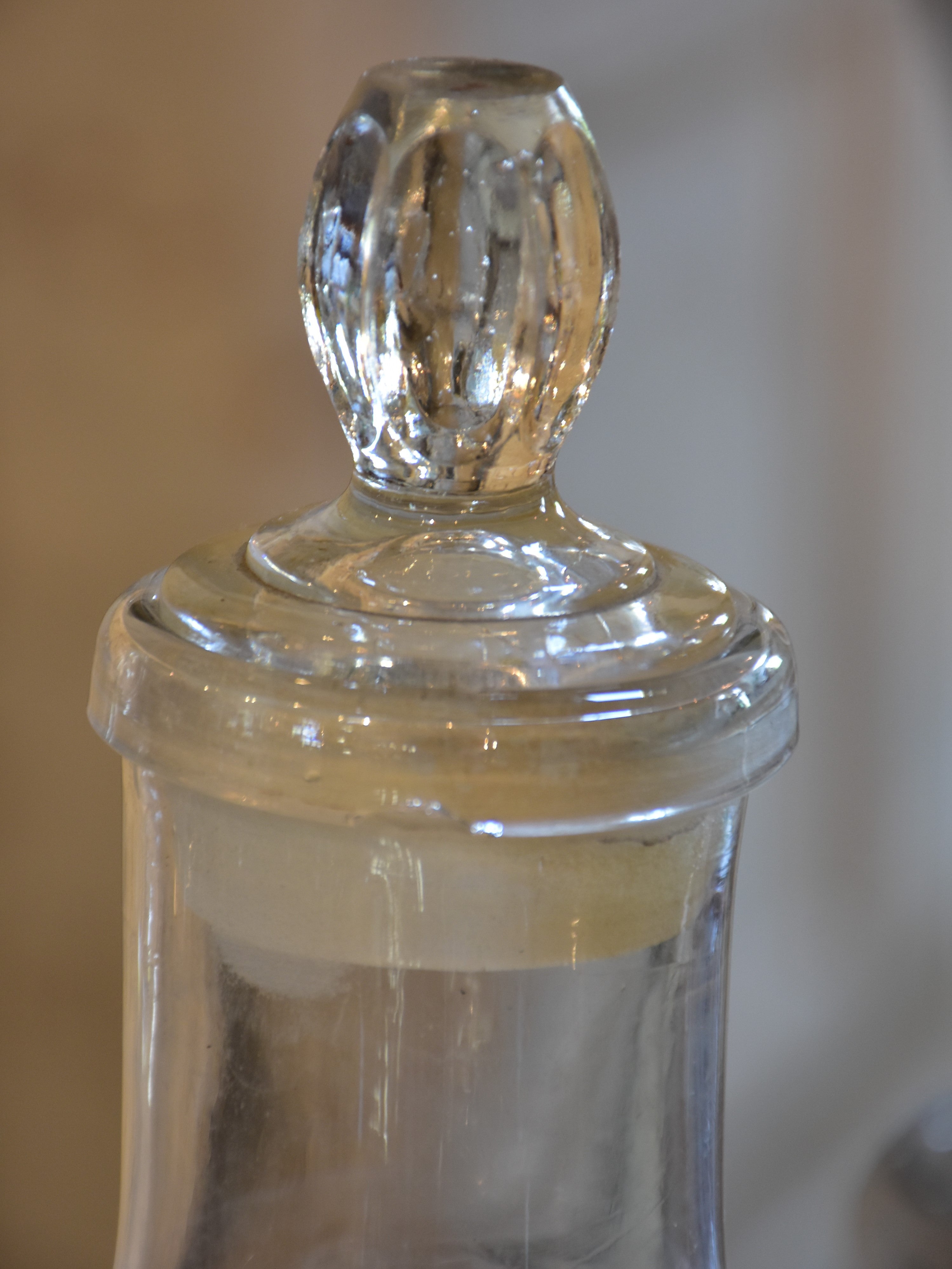 Collection of six antique French bottles with lids