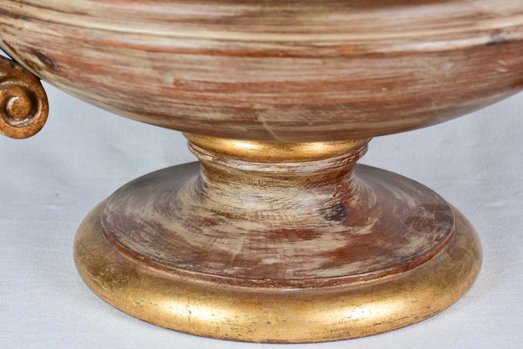 Large wooden coup with three handles 24" diameter