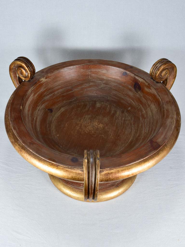 Large wooden coup with three handles 24" diameter