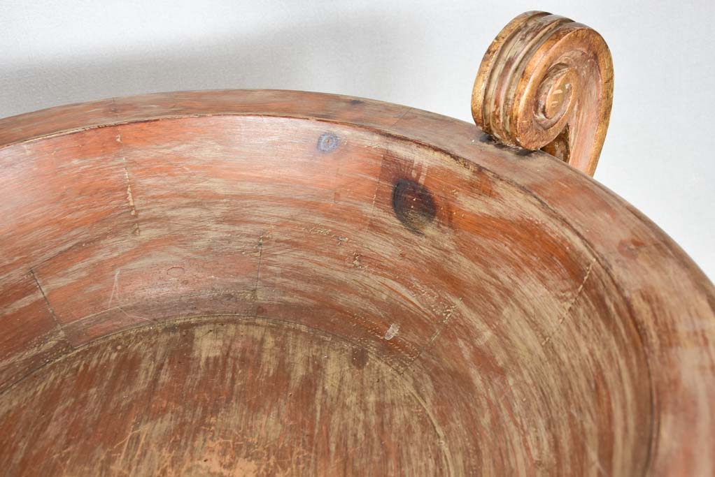 Large wooden coup with three handles 24" diameter