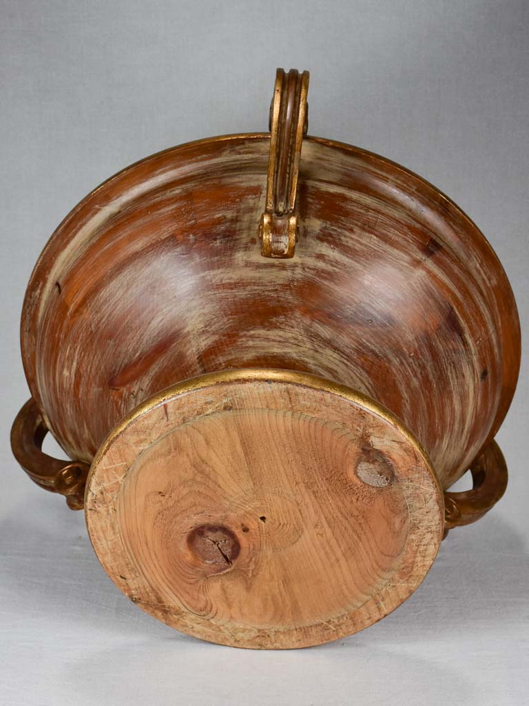 Large wooden coup with three handles 24" diameter