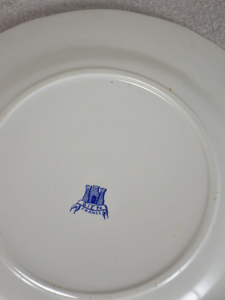 Set of Gien country scene plates - blue and white 9½"