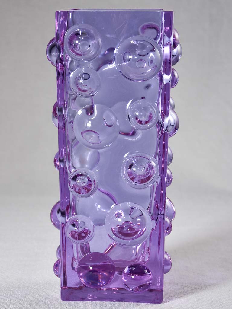 1960s violet rectangular bubble vase 9¾"