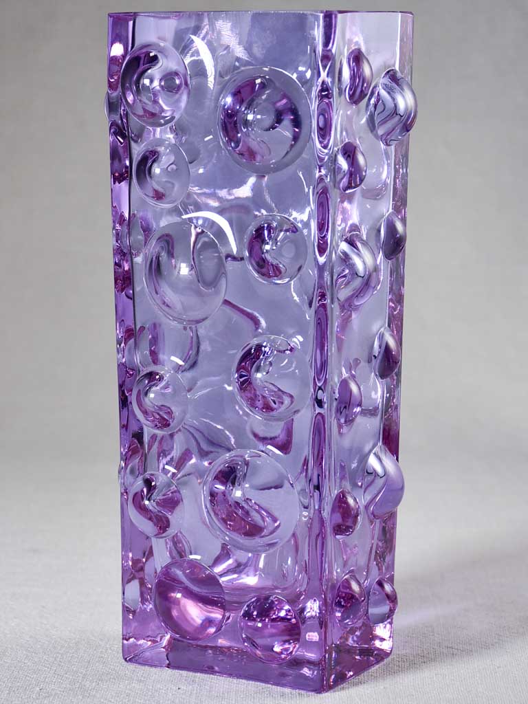 1960s violet rectangular bubble vase 9¾"