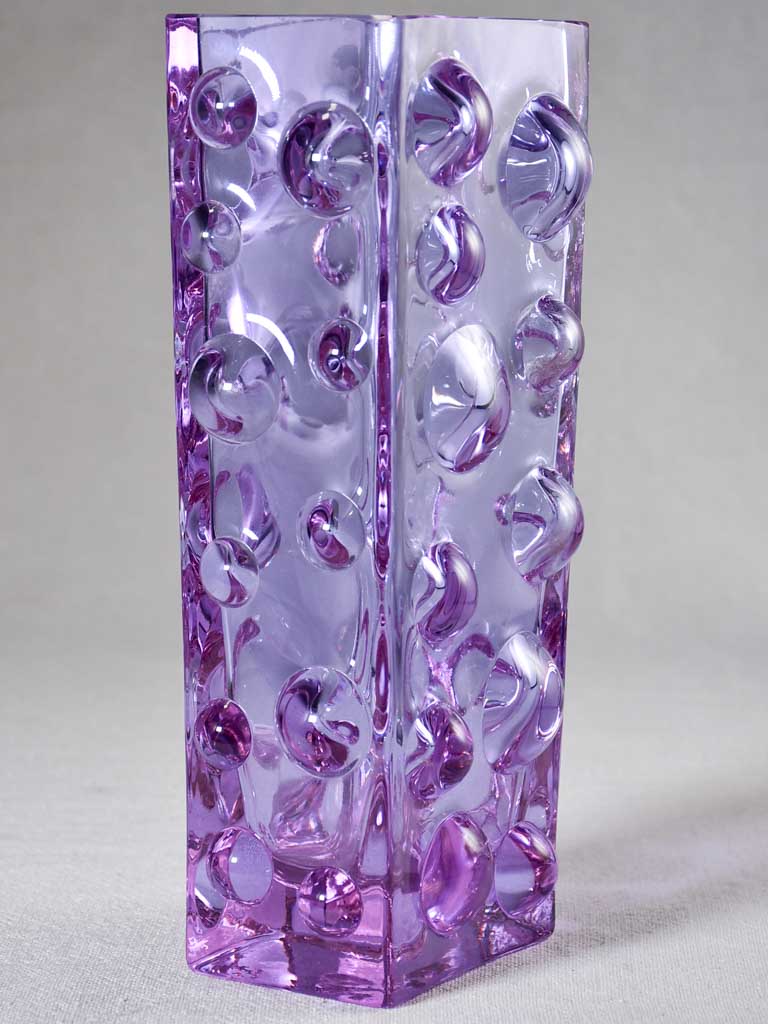 1960s violet rectangular bubble vase 9¾"