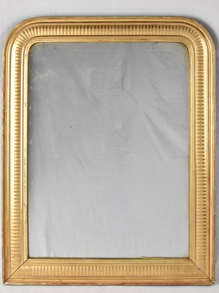 Gold Louis Philippe mirror with striped frame 34¾" x 27¼"