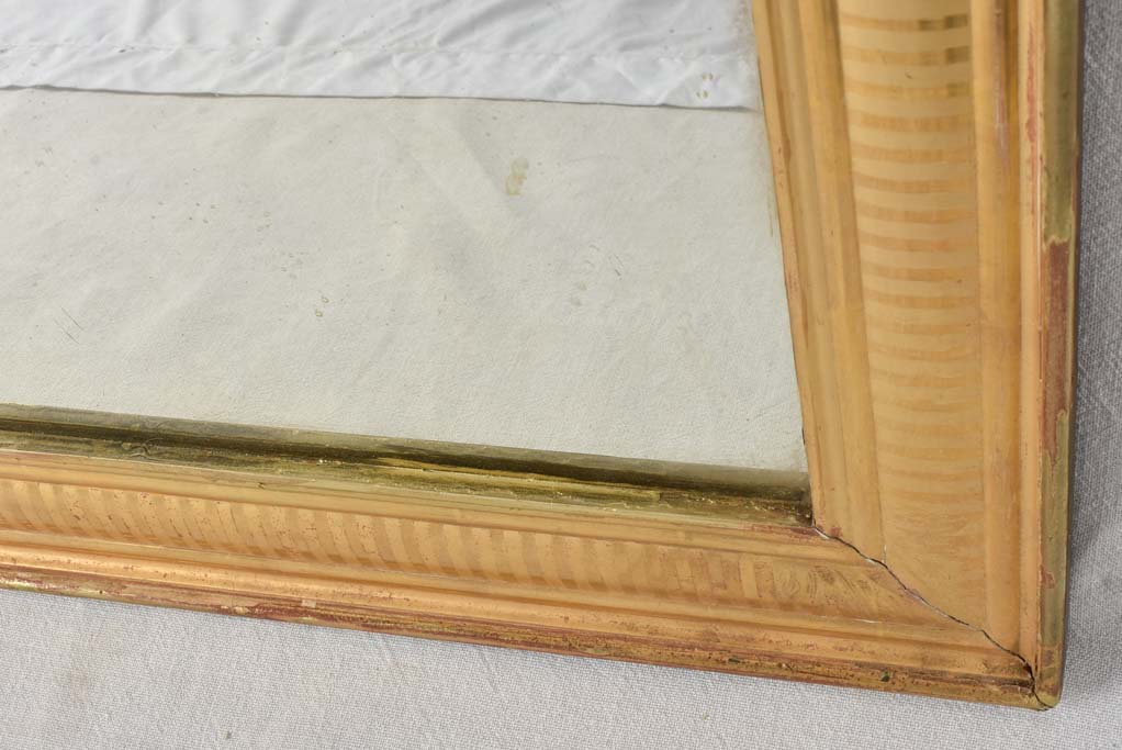 Gold Louis Philippe mirror with striped frame 34¾" x 27¼"