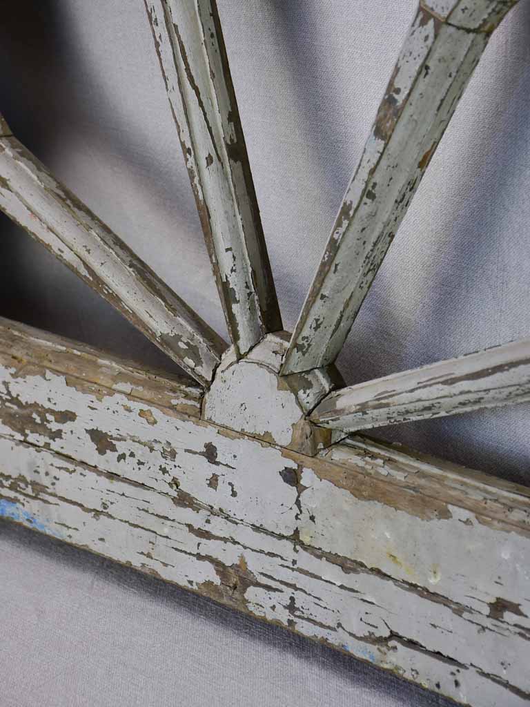 19th century salvaged French timber fan-shaped window frame 38½" x 24¾"