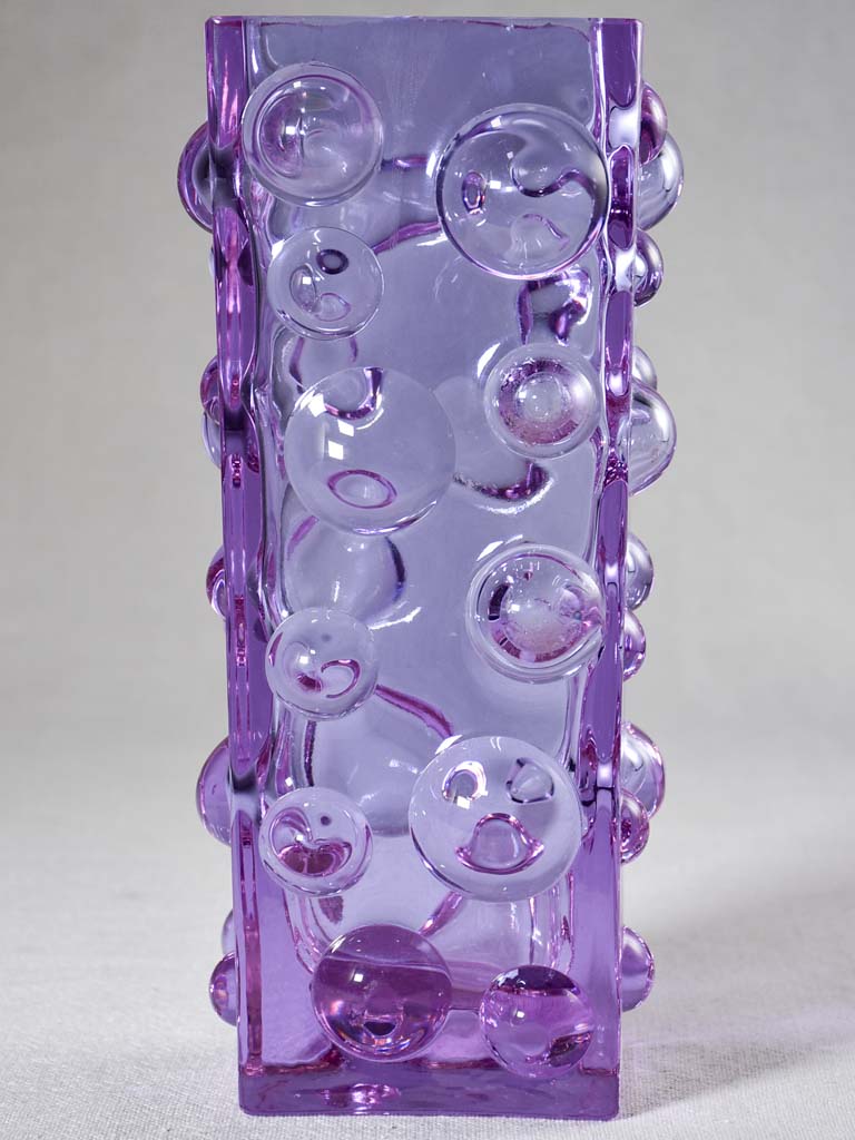 1960s violet rectangular bubble vase 9¾"