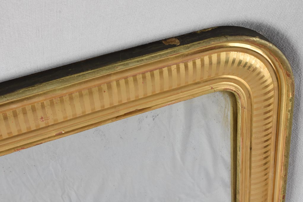 Gold Louis Philippe mirror with striped frame 34¾" x 27¼"