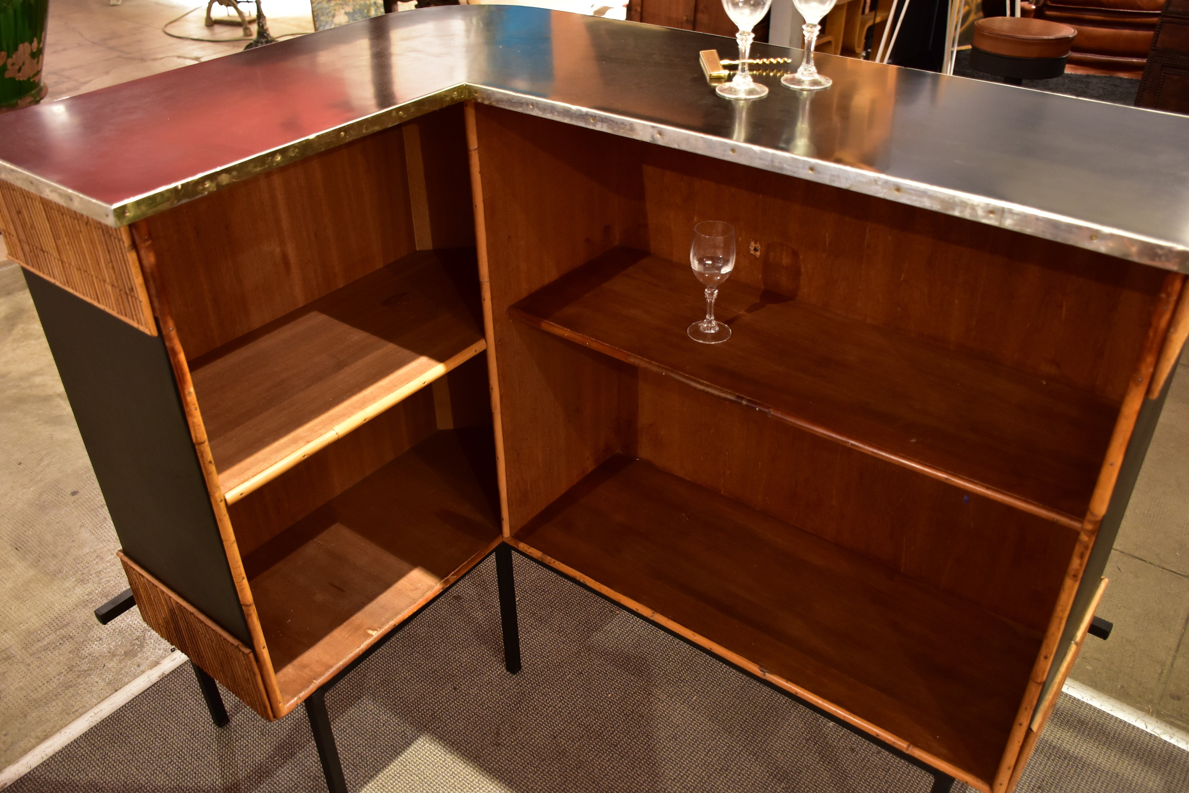 Vintage French bar and 3 bar stools