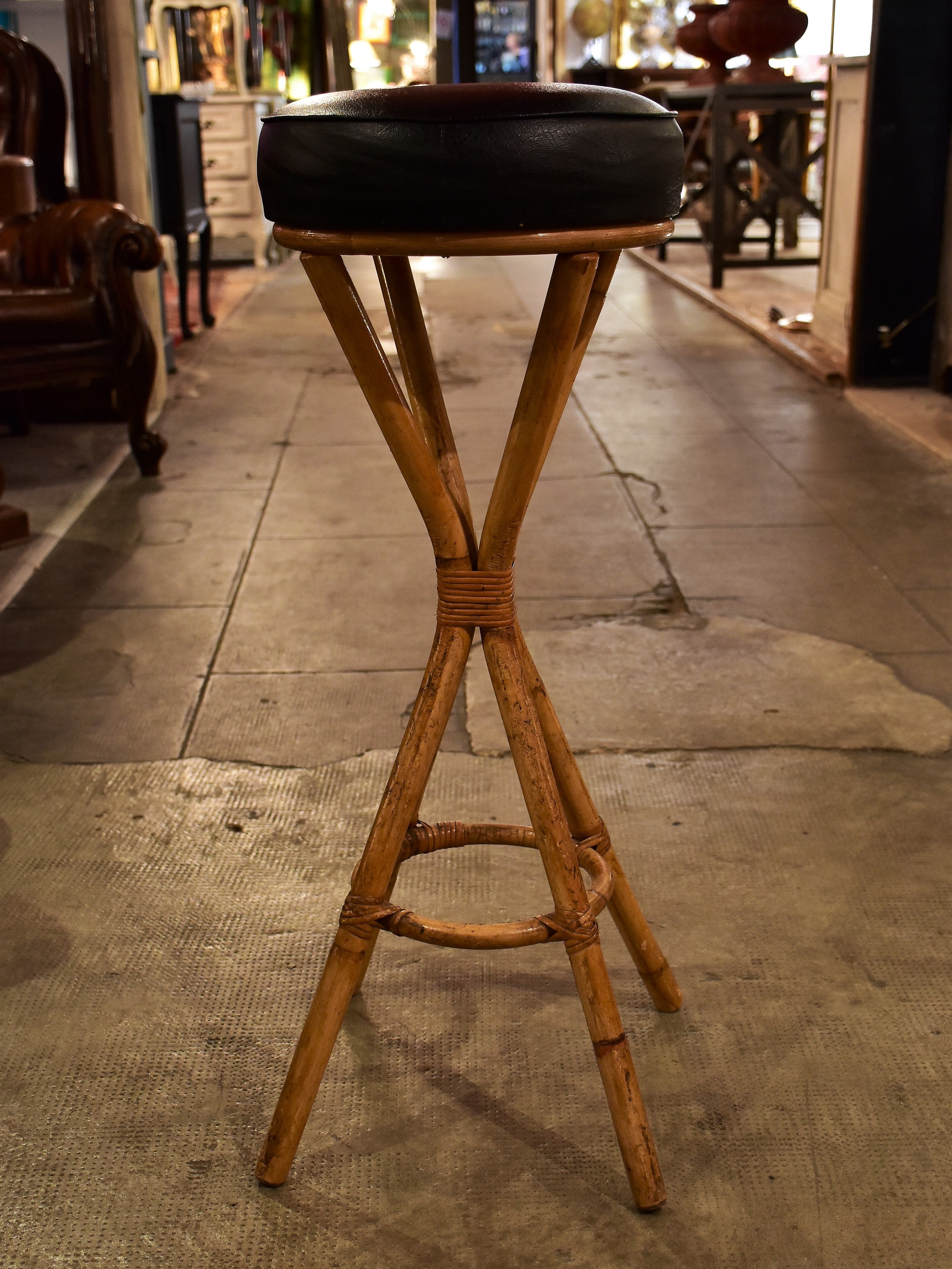 Vintage French bar and 3 bar stools