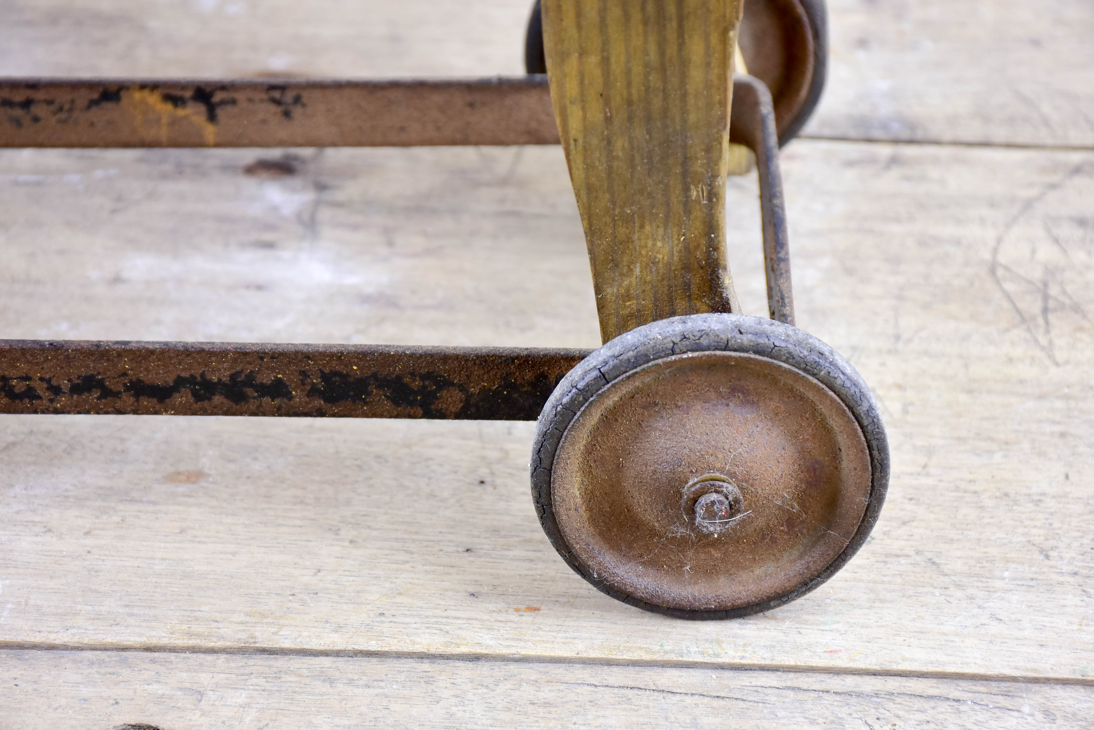 Folk art French toy horse on wheels