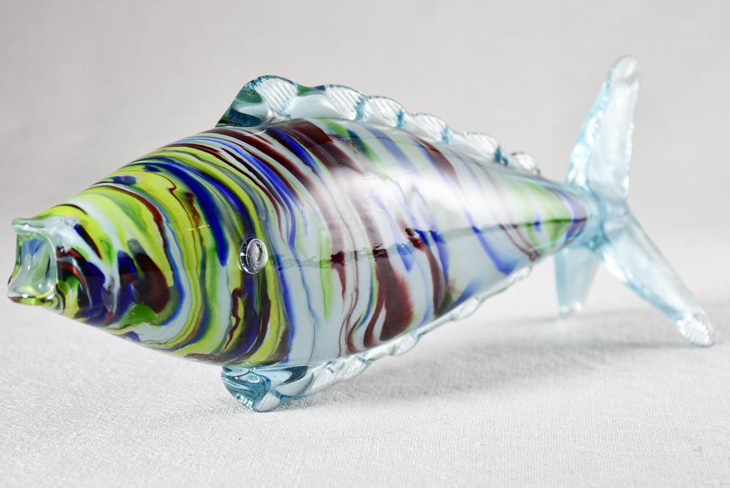 Collection of five blown glass fish ornaments 12½"