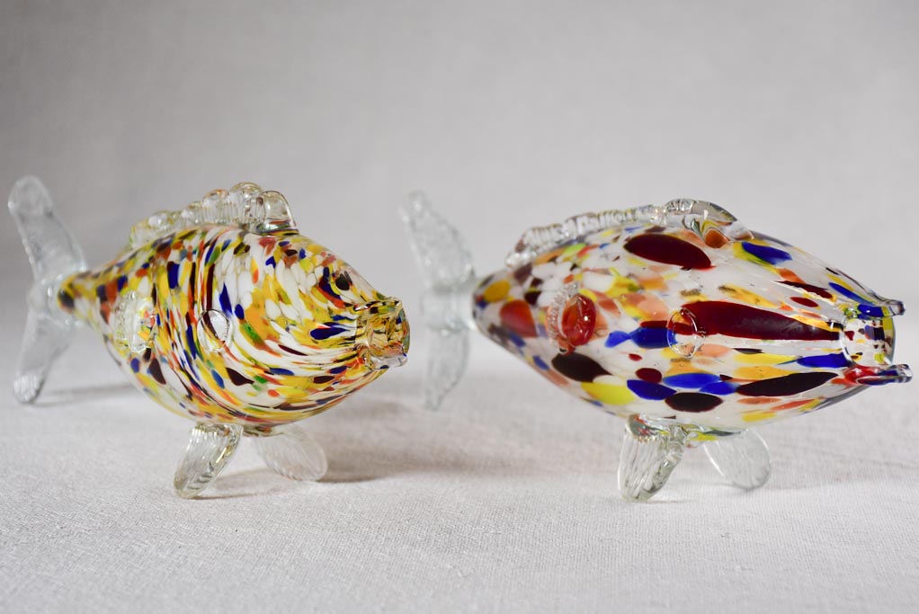 Collection of five blown glass fish ornaments 12½"