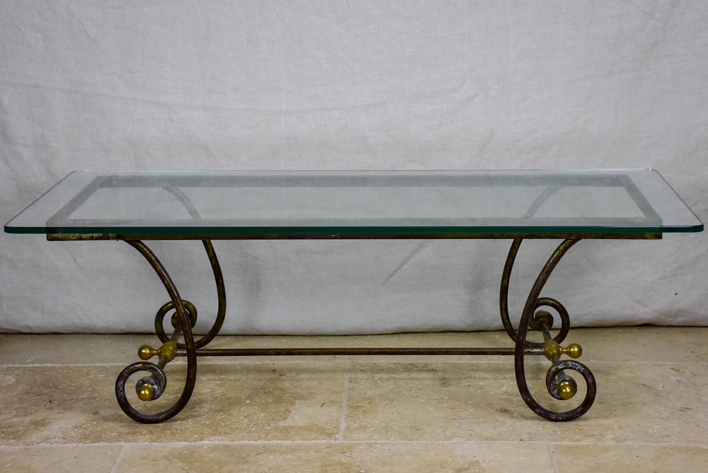 Vintage glass top coffee table