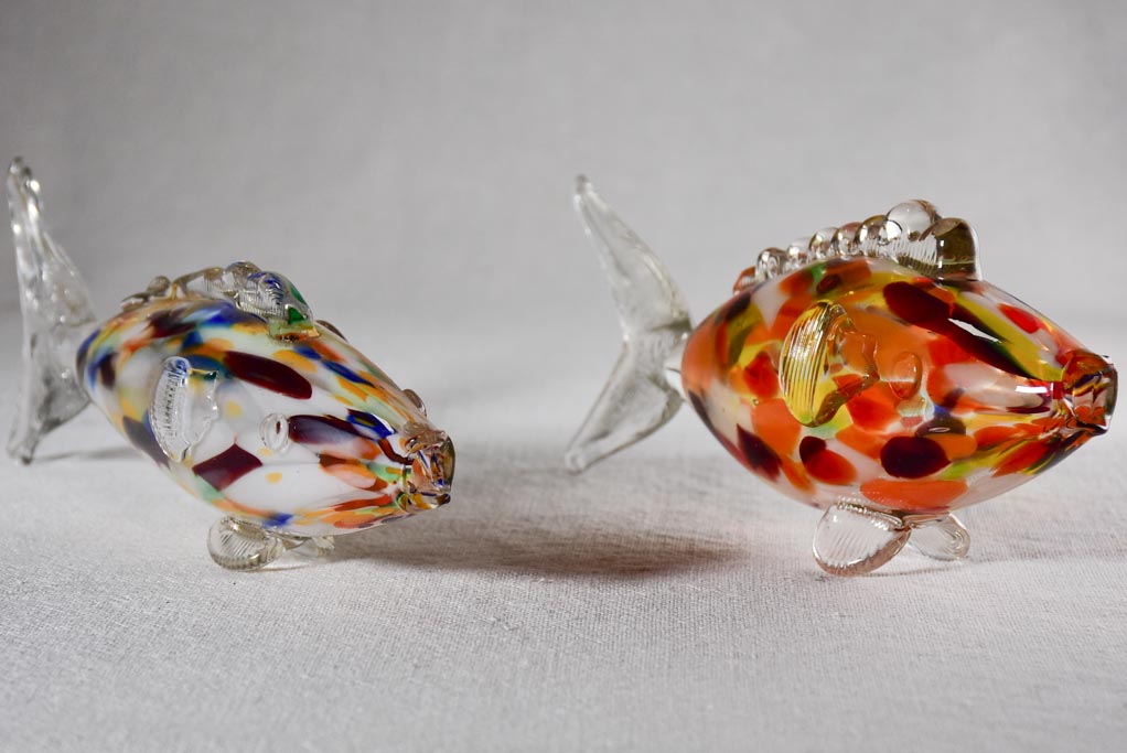 Collection of five blown glass fish ornaments 12½"