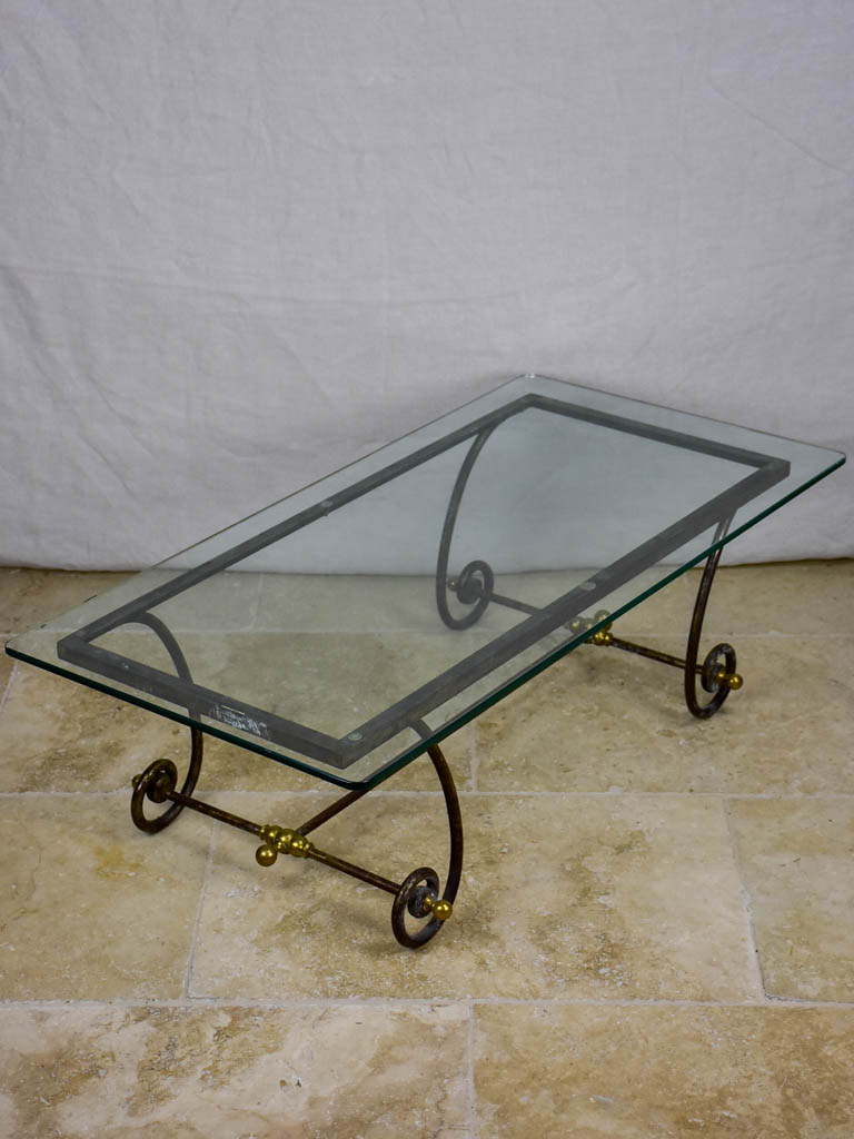 Vintage glass top coffee table