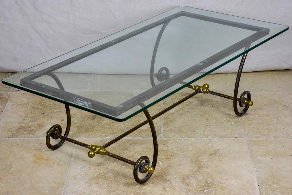 Vintage glass top coffee table