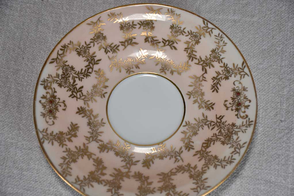 Superb twentieth century pink and gold Limoges tea service