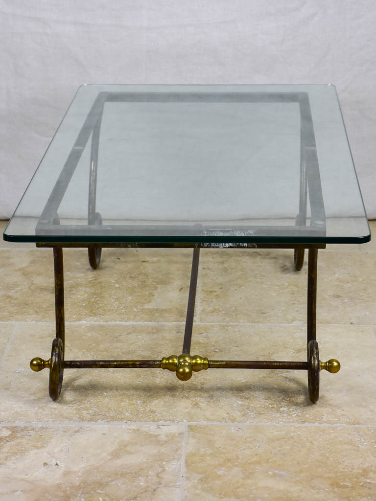 Vintage glass top coffee table