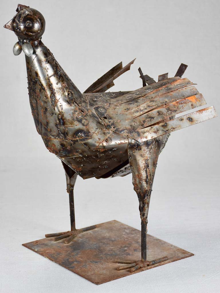 Vintage metal sculpture of a rooster 16¼"