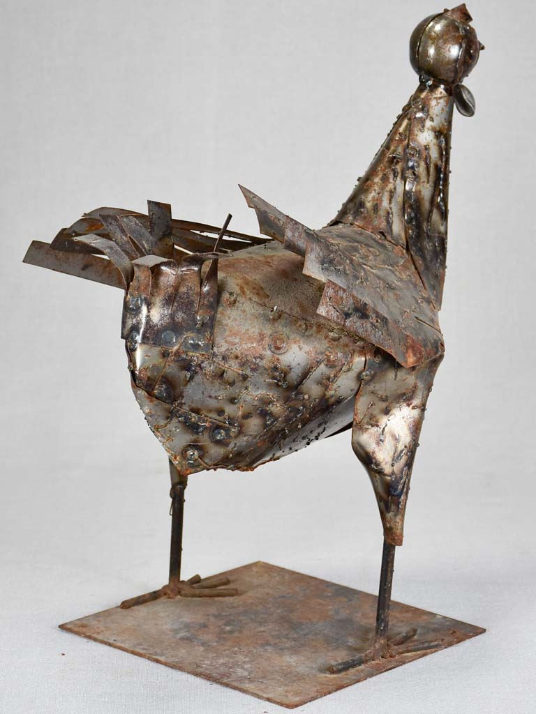 Vintage metal sculpture of a rooster 16¼"