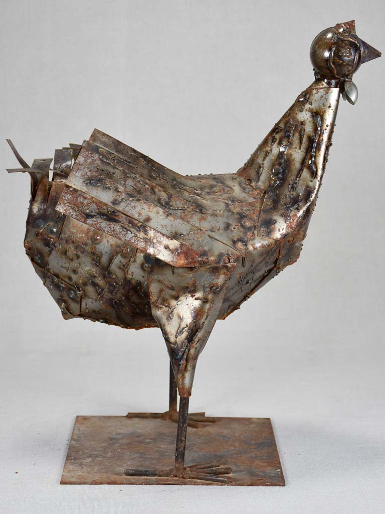 Vintage metal sculpture of a rooster 16¼"