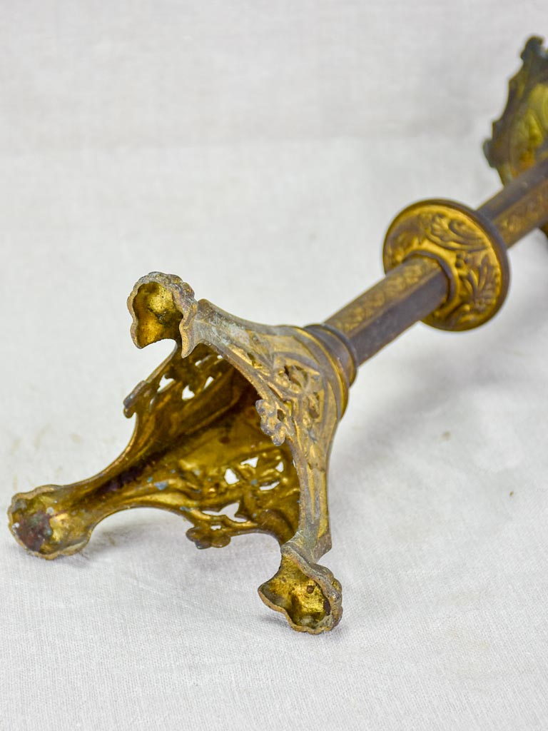 19th Century French bronze candlestick with leaf motifs 18"