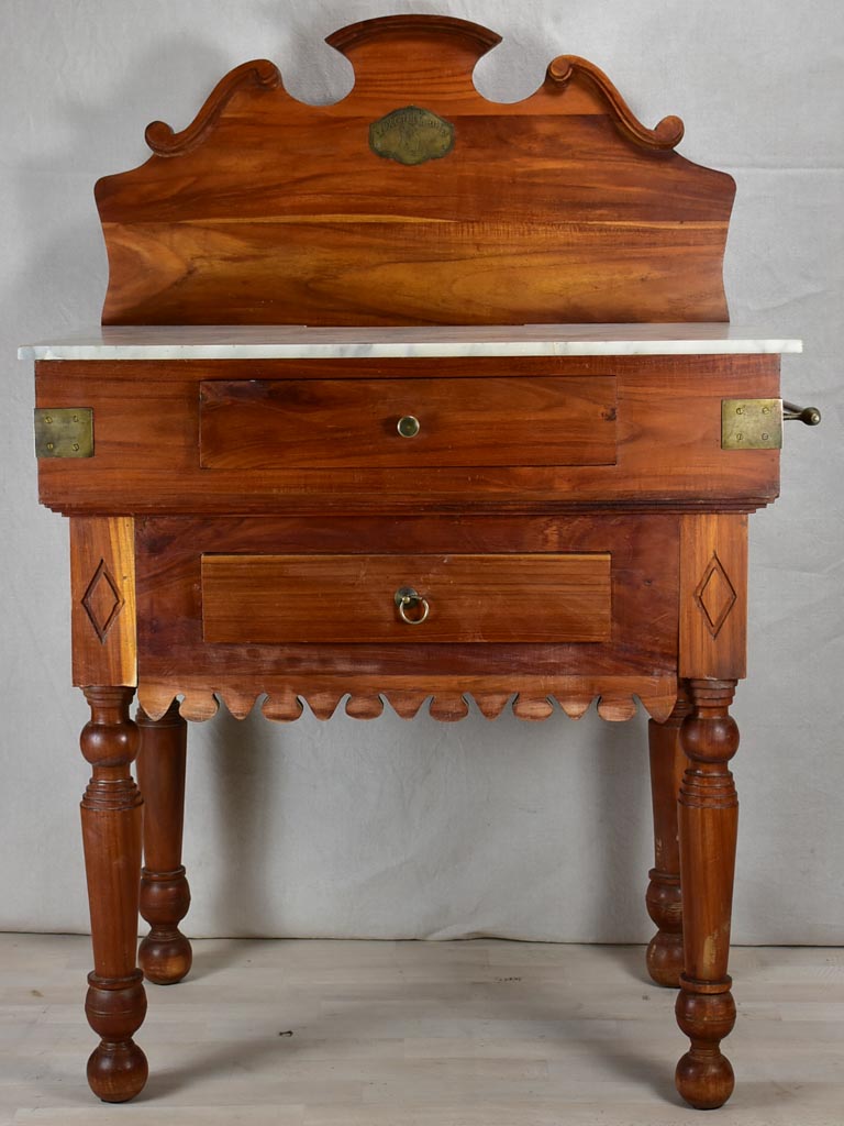 Twentieth-century French butcher's table with marble top