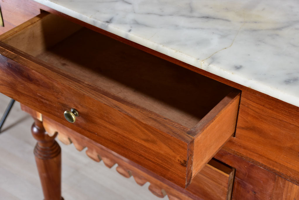 Twentieth-century French butcher's table with marble top