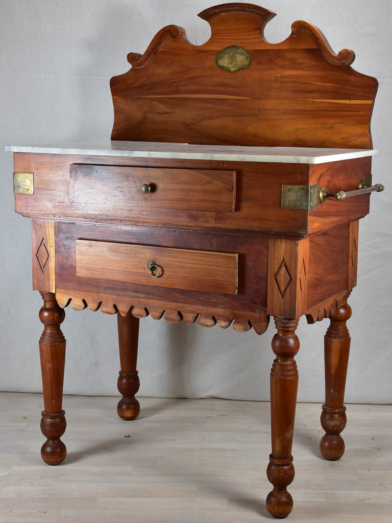 Twentieth-century French butcher's table with marble top