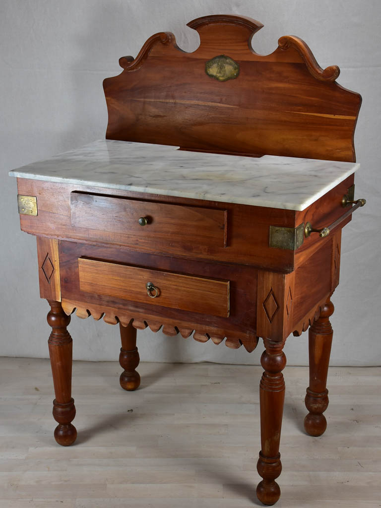 Twentieth-century French butcher's table with marble top