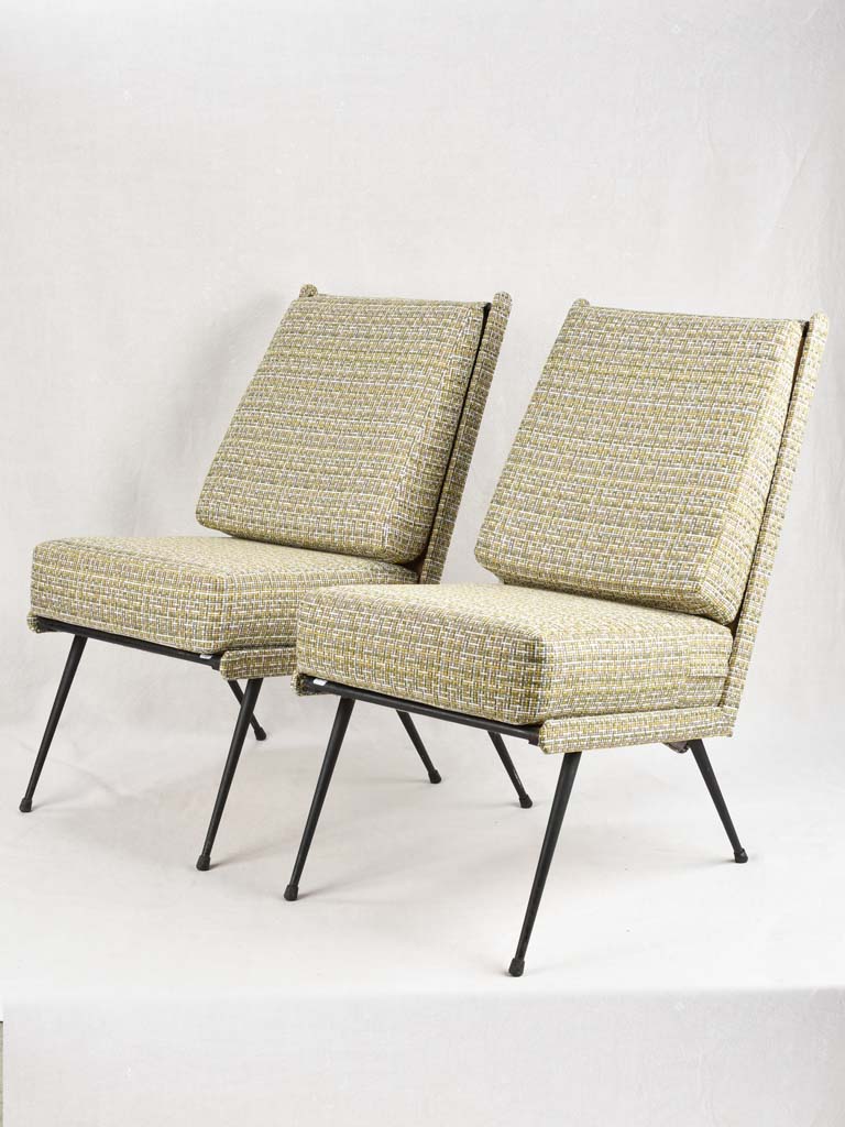 Pair of mid century Italian chairs with upholstery