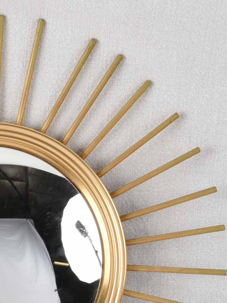 Vintage sunburst mirror with convex glass 15¾"