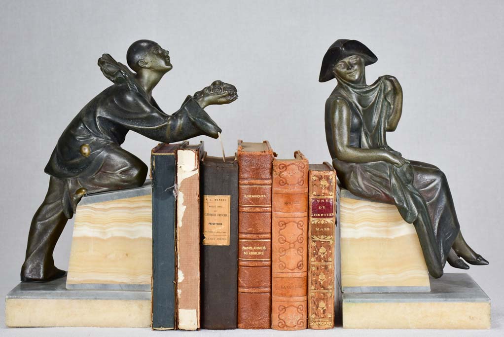 Art Deco bookends - Pierrot and Columbine