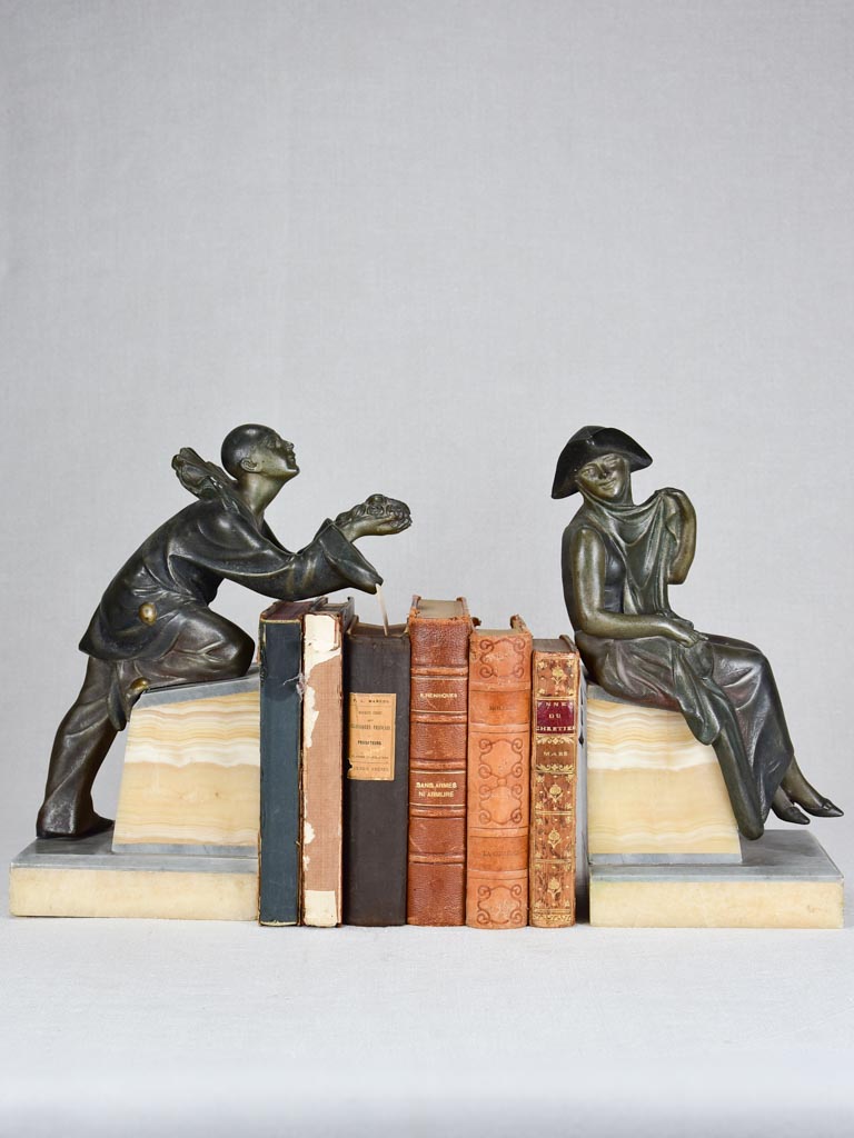 Art Deco bookends - Pierrot and Columbine