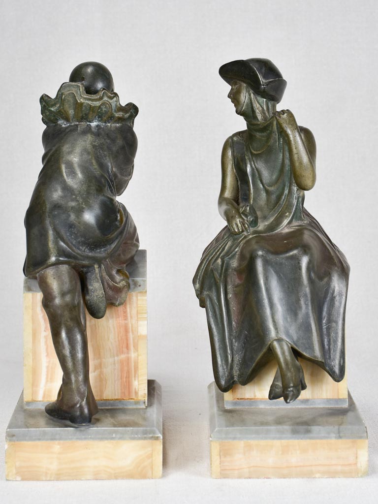 Art Deco bookends - Pierrot and Columbine